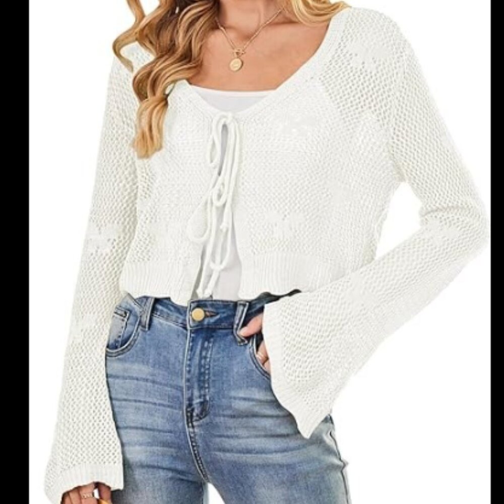 CREAM CROCHET CARDIGAN/SHRUG